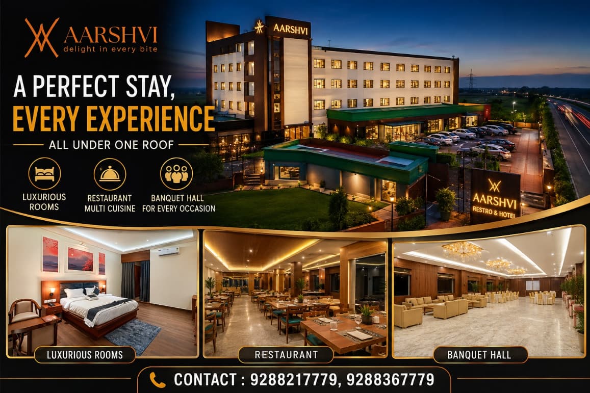 Banquet and event space at Aarshvi Hotel